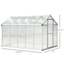 Greenhouses, 10' x 6.2' Walk-In Aluminum Frame Greenhouse with Polycarbonate Panels, Swing Door - Silver - Seasonal Overstock