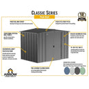 Storage Sheds, 10' x 14' Arrow Classic Steel Storage Shed - Flute Grey - Seasonal Overstock