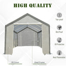 Greenhouse, 20' x 10' Heavy Duty Walk-In Plastic Cover Garden Greenhouse, Peaked Roof, Steel Frame, White - Seasonal Overstock