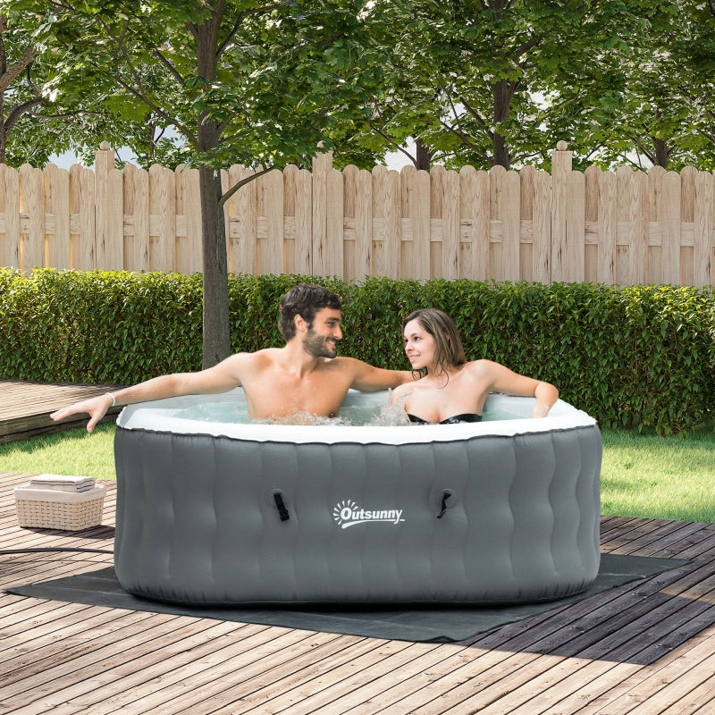 4-6 Person Inflatable Portable Hot Tub Spa 245 Gallons - Grey - Seasonal Overstock
