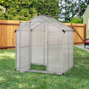 Greenhouses, 4' x 6.2' Walk-In Aluminum Frame Greenhouse with Polycarbonate Panels, Swing Door - Silver - Seasonal Overstock