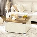 Coffee Tables, Ashton Square Farmhouse Coffee Table with Hinge Top Storage - Antique White - Seasonal Overstock
