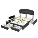 Ciara Queen Size Button Tufted Low Profile Platform Bed with Storage Drawers - Seasonal Overstock