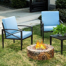 Faron 28" Round 40,000 BTU Faux Stone LP Fire Pit with Lava Rocks and Cover - Brown - Seasonal Overstock