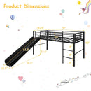 Jaya Twin Size Metal Loft Bed with Slide and Guardrails - Black - Seasonal Overstock