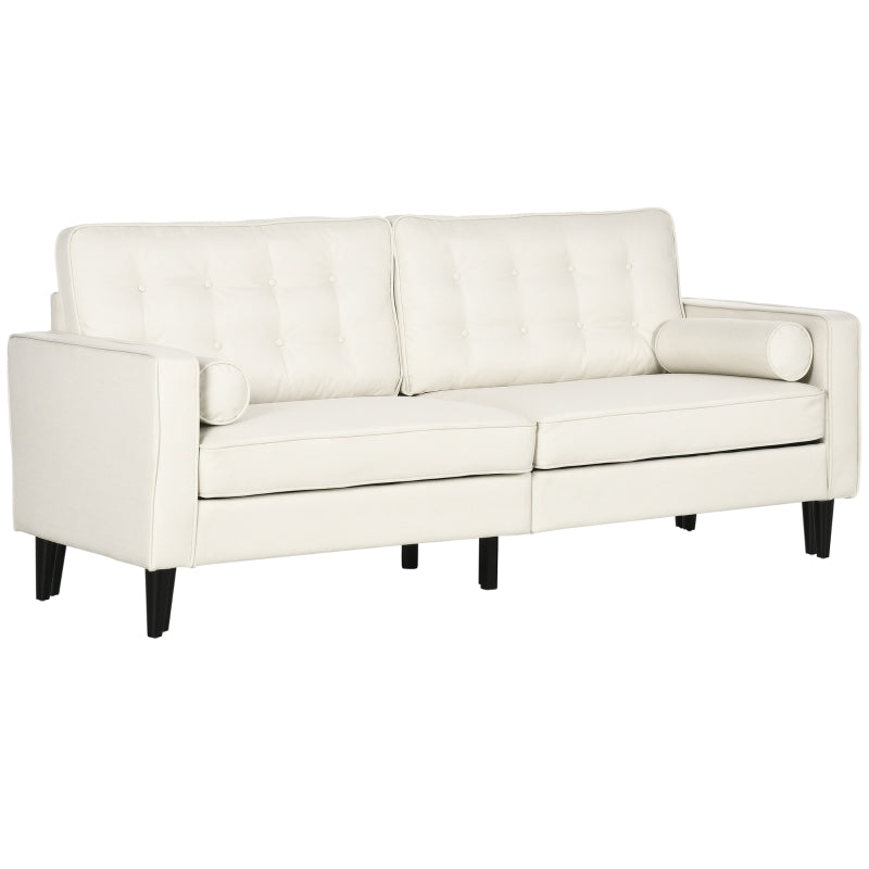 Oliver 80" Cream White Button Tufted Mid Century Modern Sofa - Seasonal Overstock