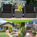 Tarin 3pc Outdoor Rattan Table and Chairs Set - Black - Seasonal Overstock