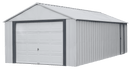 Sheds, Garages & Carports, 12' x 24' Murryhill Steel Storage Shed Building with Roll Up Door - Flute Grey - Seasonal Overstock