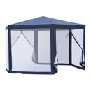 13ft Hexagonal Portable Party Gazebo with Mesh Walls - Blue - Seasonal Overstock
