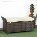 Outdoor Furniture, Blackwell Grove Outdoor Patio Storage Bench in PE Rattan Wicker - Cream - Seasonal Overstock