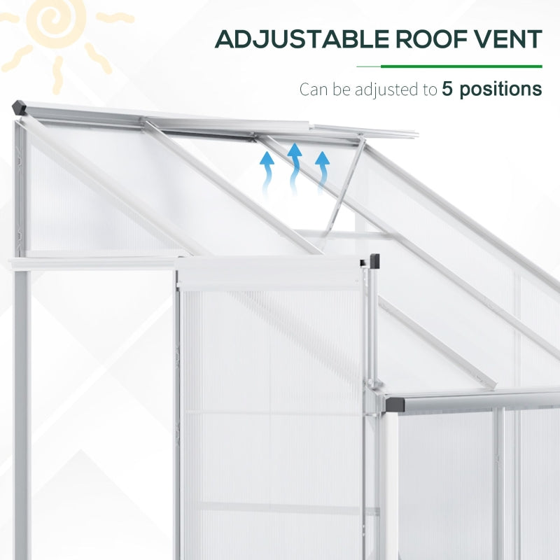 Lean-To Aluminum Frame Walk-In Greenhouse 6' x 4' x 7' - Silver