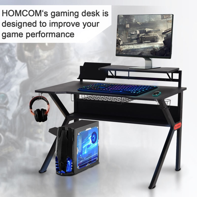 Rocky 47" Wide 2-Level Gaming Desk with Tablet Stand and Cup Holder - Seasonal Overstock