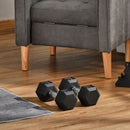 Set of Two 20lb Rubberized Hexagon Dumbbell Weights (40 lbs Total) - Seasonal Overstock