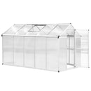 Greenhouses, 10' x 6.2' Walk-In Aluminum Frame Greenhouse with Polycarbonate Panels, Swing Door - Silver - Seasonal Overstock