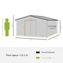 Storage Sheds, 11.2' x 12.5' Large Garden Storage Shed with Dual Sliding Doors - Green - Seasonal Overstock
