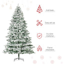 Christmas Trees, 7.5ft Artificial Snow Flocked Green Christmas Tree - Seasonal Overstock