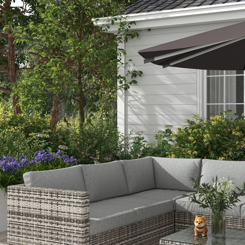 Manhattan Bay 4pc Outdoor Patio Corner Sectional Sofa with Table - Mixed Grey - Seasonal Overstock