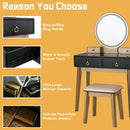 Vanity, Melvyna Luxury Vanity with LED Mirror - Black / Gold - Seasonal Overstock