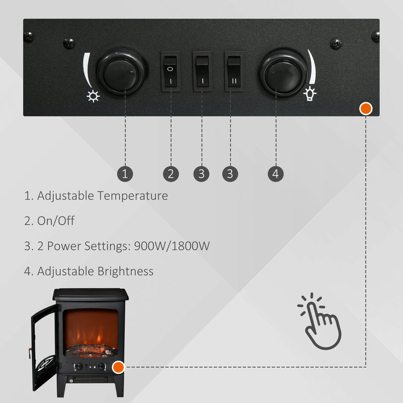 Mini Electric Fireplace with Realistic Flame - Black - Seasonal Overstock