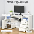 Nolan Computer Desk with Keyboard Tray Cabinet and Locked Drawer - White - Seasonal Overstock