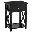 Selina Black Accent End Table with Drawer - Seasonal Overstock