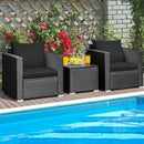 Tarin 3pc Outdoor Rattan Table and Chairs Set - Black - Seasonal Overstock