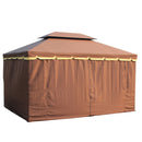 Thisbe 10' x 13' Two-Tier Brown Canopy Gazebo - Seasonal Overstock