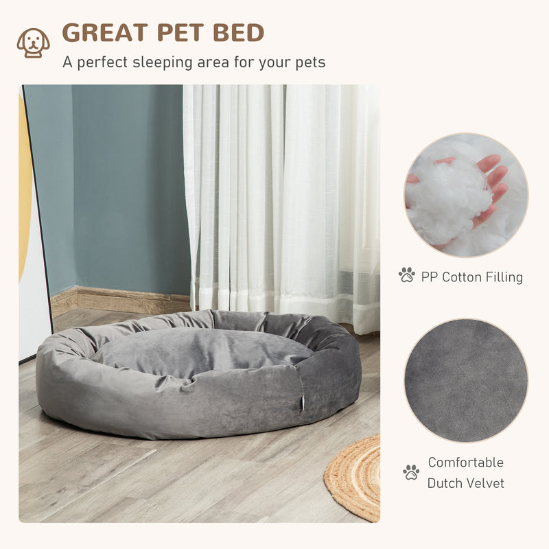 Velvet Soft Dark Grey Large Dog Bed - Seasonal Overstock