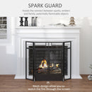 Fireplace Screens, 3-Panel Rectangular 47" Fireplace Screen with Doors - Seasonal Overstock