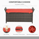 Outdoor Furniture, Blackwell Grove Outdoor Patio Storage Bench in PE Rattan Wicker - Red - Seasonal Overstock