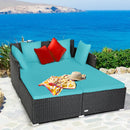 Halton Outdoor Rattan Lounging Patio Sofa - Turquoise - Seasonal Overstock