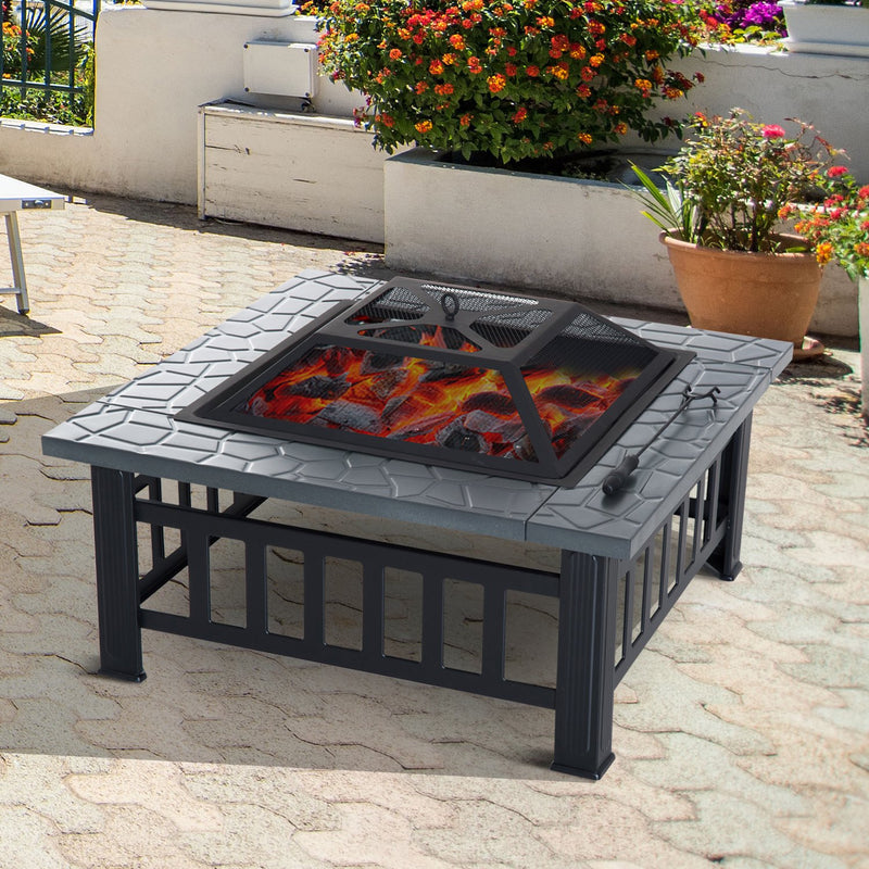 Keegan 32" Fire Pit & Grill With Cover - Seasonal Overstock