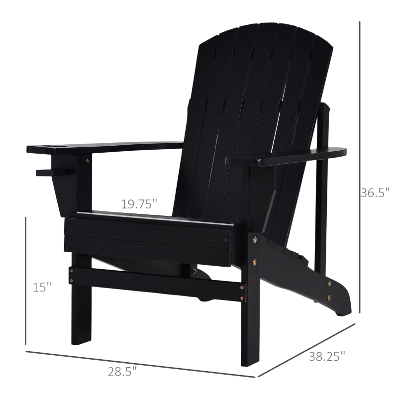 Linkin Wood Adirondack Chair in Black - Seasonal Overstock