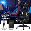Office Chairs, Lucas High-Back Gaming Chair with Massage - Blue - Seasonal Overstock
