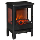 Mini Electric Fireplace with Realistic Flame - Grey Black - Seasonal Overstock