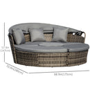 Paloma II 4pc Outdoor Rattan Sofa Bed / Patio Conversation Set - Grey - Seasonal Overstock