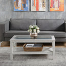 Theola White Oak Glass Top Coffee Table - Seasonal Overstock