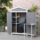 52" x 20" Grey Wood Garden Storage Shed with Shelves - Seasonal Overstock