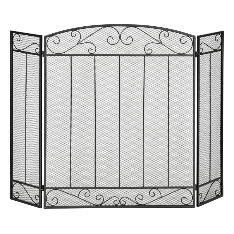 3-Panel Decorative Vine Steel Mesh Spark Guard Fireplace Screen - Seasonal Overstock