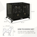 45" Paw Pattern Steel Dog Crate with Castors - Seasonal Overstock
