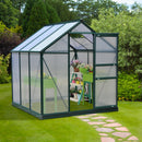 Greenhouses, 6.2' x 6.3' Walk-In Greenhouse with Aluminum Frame, Polycarbonate Panels, Sliding Door - Green - Seasonal Overstock
