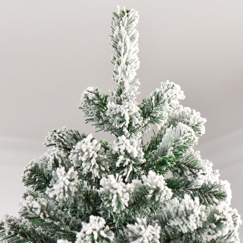 7.5ft Artificial Snow Flocked Green Christmas Tree - Seasonal Overstock