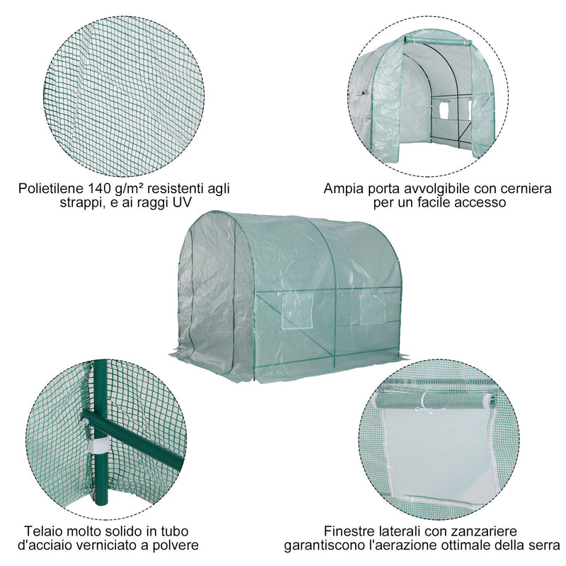 8.2' x 6.6' x 6.6' Soft Cover Greenhouse in Green - Seasonal Overstock