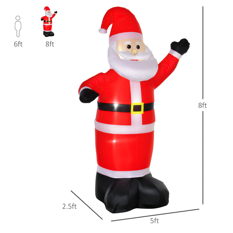 8ft Large Inflatable Santa with Hand Up - Seasonal Overstock