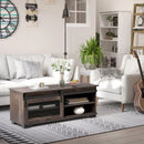 Abram Dark Brown Barn Door Farmhouse Coffee Table - Seasonal Overstock