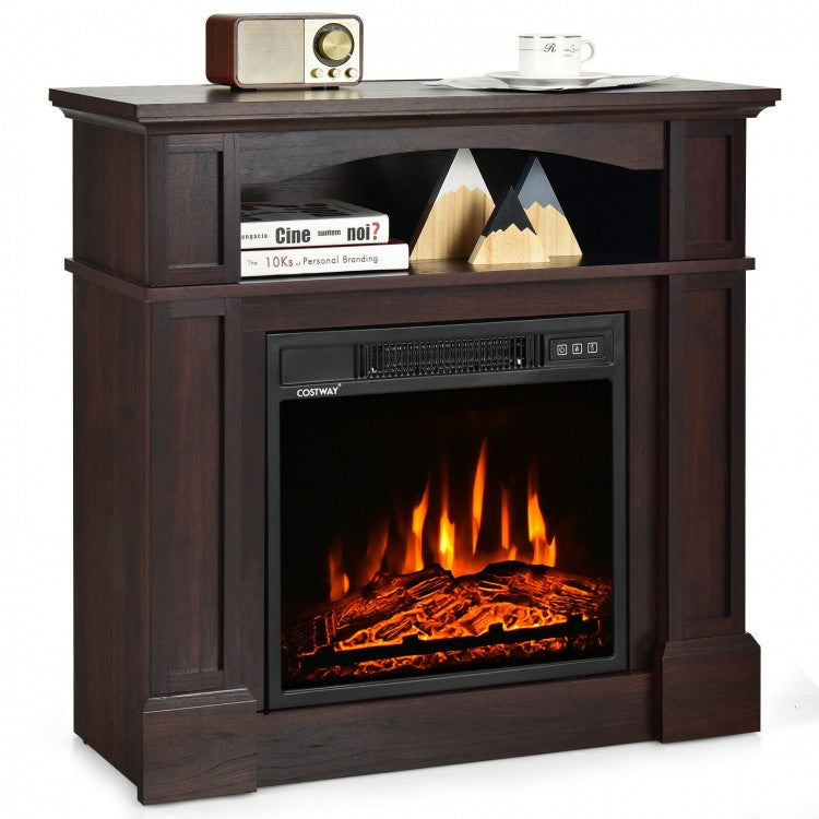 Baldwin 1400W Freestanding Electric Fireplace with Shelf - Brown - Seasonal Overstock