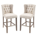Cecilia 26" Beige Upholstered Counter Stool (2 Pack) - Seasonal Overstock