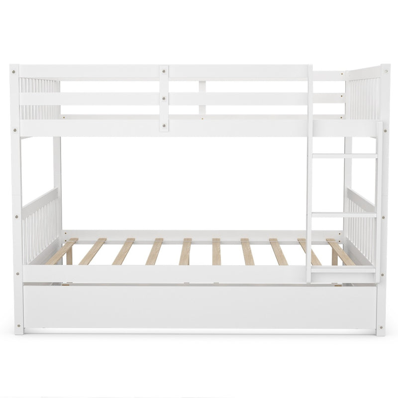 Chandler Full Over Full Wood Bunk Bed with Trundle Bed - White - Seasonal Overstock