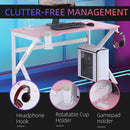 Dani E-Sport Pink and White Gaming Desk with Cup Holder & Headphone Hooks - Seasonal Overstock
