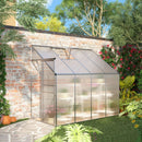 8' x 4' Lean-To Aluminum Frame Walk-In Greenhouse with Polycarbonate Panels, Sliding Door - Silver